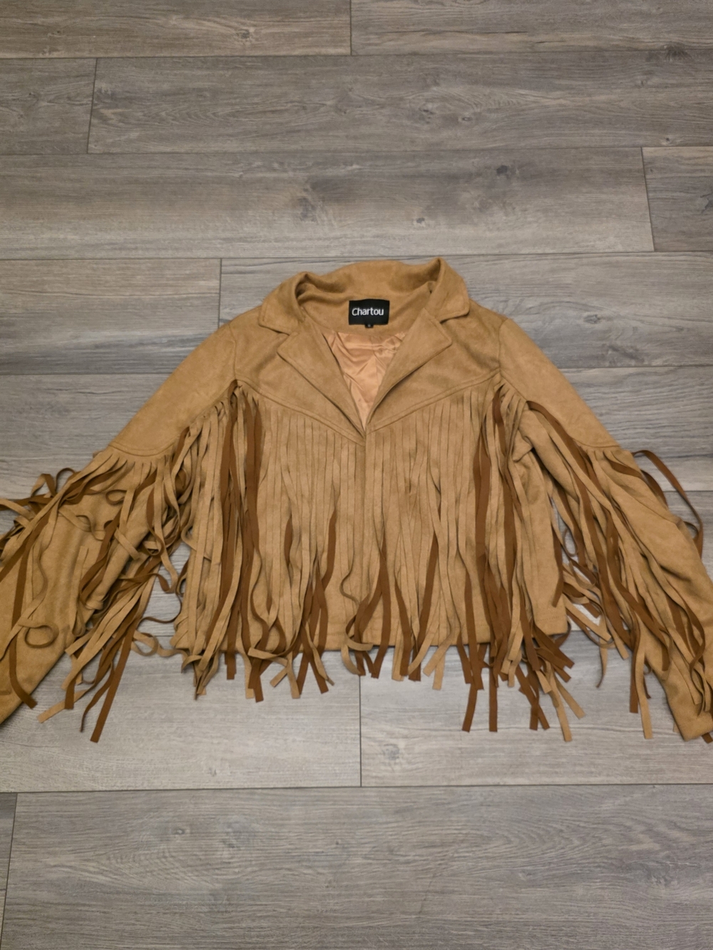 CHARTOU Casual Faux Leather Jacket Women Motorcycle Fringe Cropped Size Small